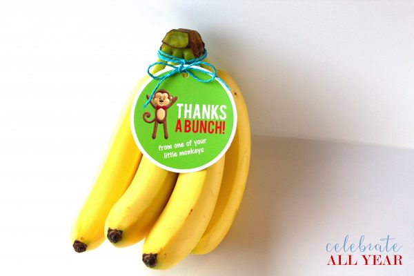 Teacher Appreciation Printable Gift Tags, Monkey Theme