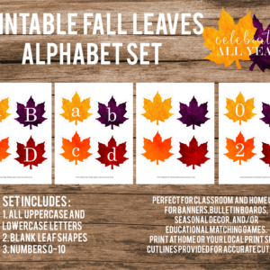fall leaves alphabet set