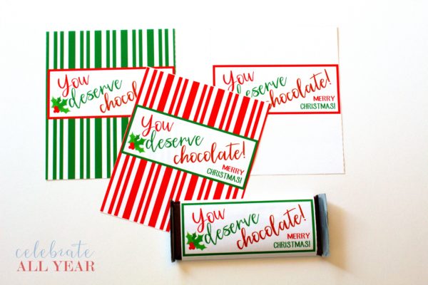 You Deserve Chocolate for Christmas Candy Bar Wrappers