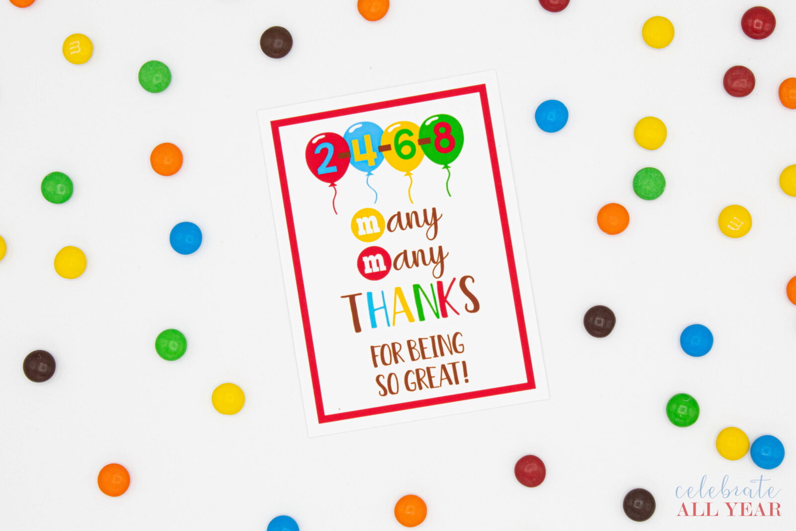 m and m gift tags
